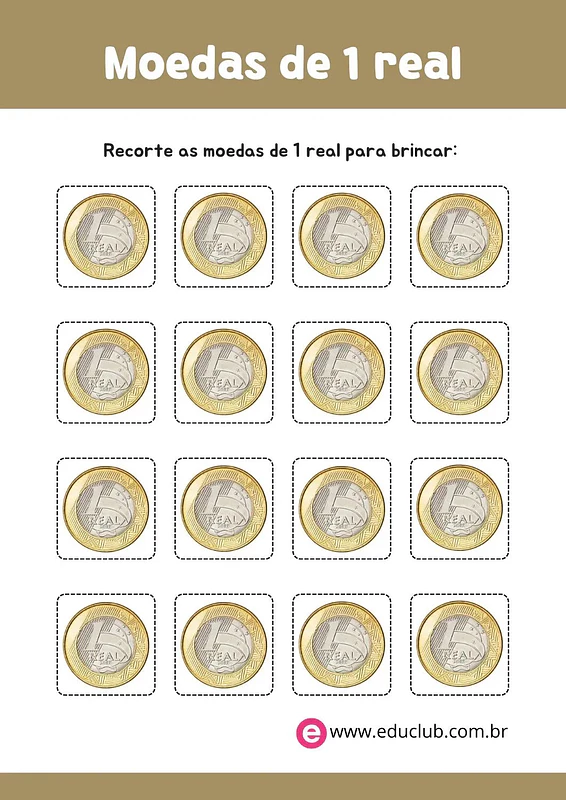 Moedas de 1 real para imprimir | Educlub